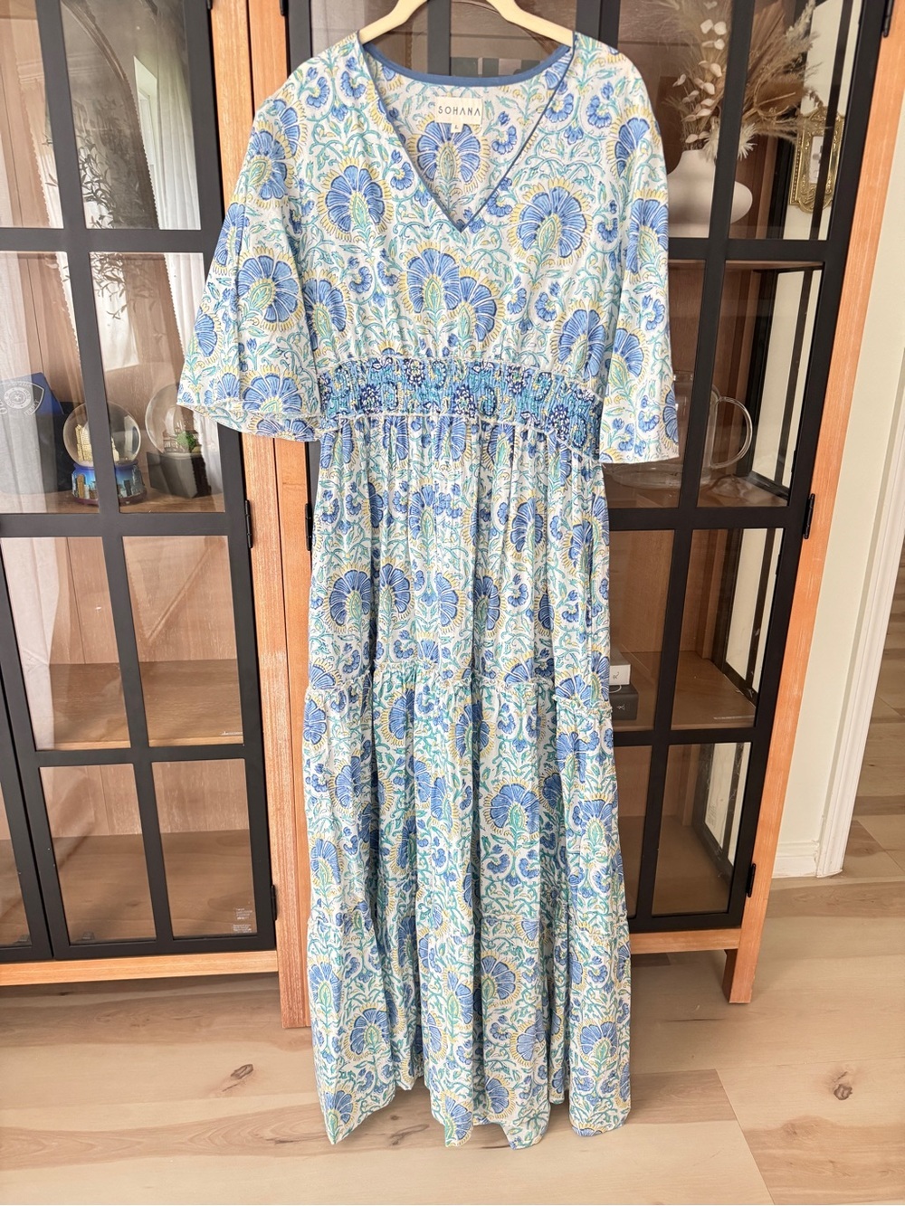 Sohana block print maxi dress cotton Zoey floral smocked tiered ruffle boho - Picture 9 of 11